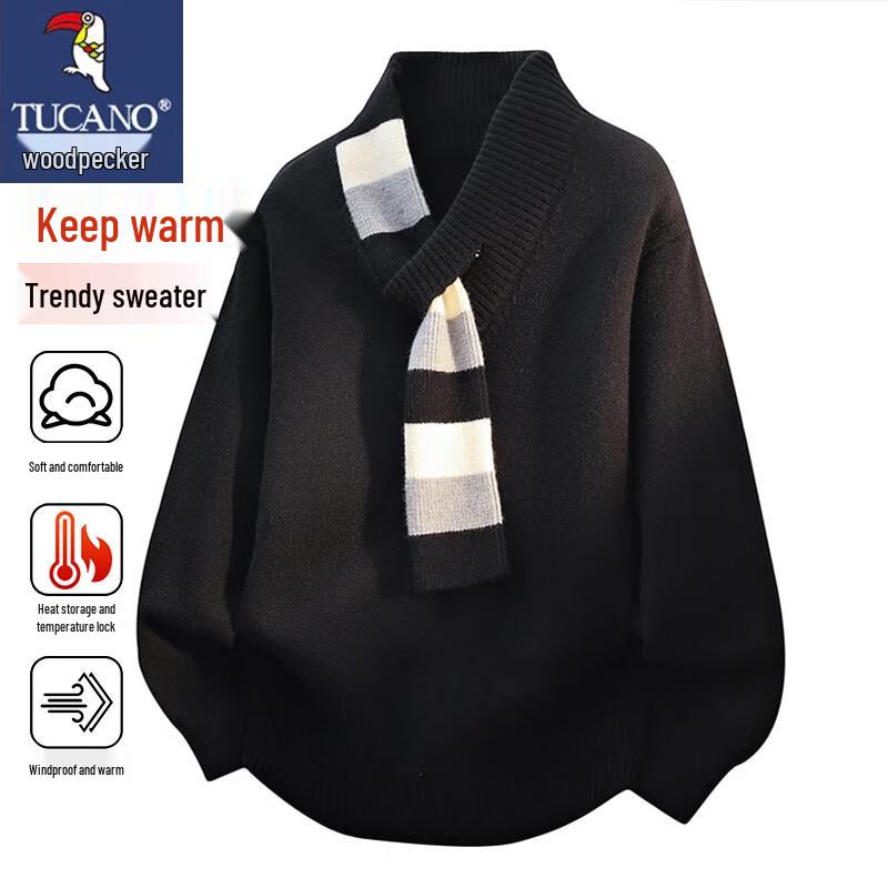 

TUCANO Men s V-Neck Fleece-Lined Knit Sweater XL