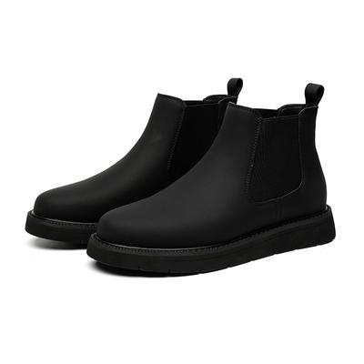 Men's Casual Chelsea Boots Original Leather Flats Shoes Black Stylish Cowboy Ankle Boot Business Dress Spring Autumn Short Botas