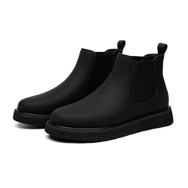 men's casual chelsea boots original leather flats shoes black stylish cowboy ankle boot business dress spring autumn short botas