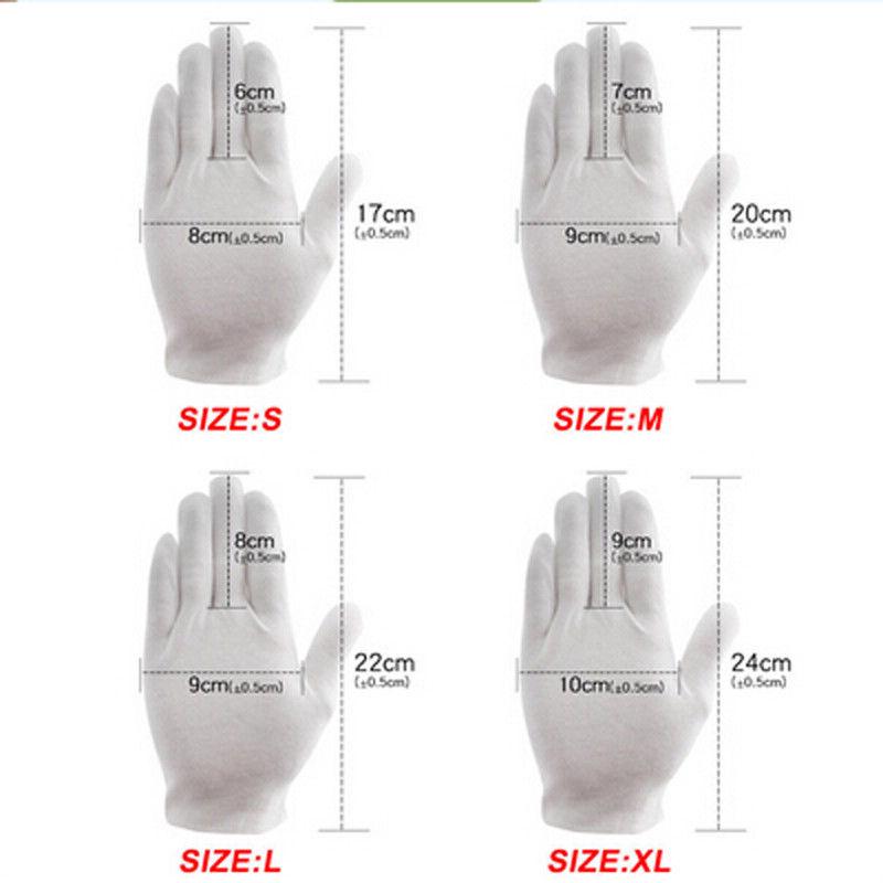 6 Pairs white gloves cotton soft thin coin jewelry silver inspection work glo BX