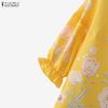 ZANZEA Camicetta Casual da Donna con Stampa Floreale, Girocollo, Manica 3/4