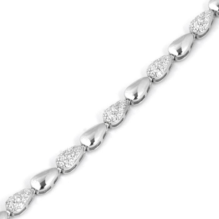 Bracelet - LUXENTER - Tanal - Rhodium-plated Silver Finish - White Cubic Zirconia - 18 Cm