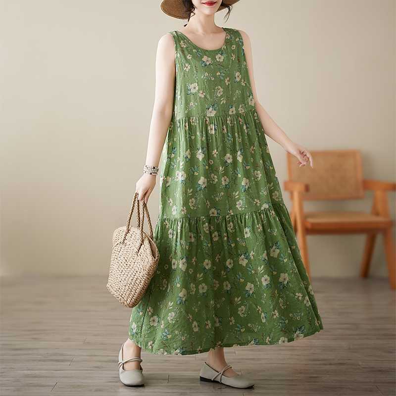 Summer Beach Dress Round-neck Sleeveless Dress