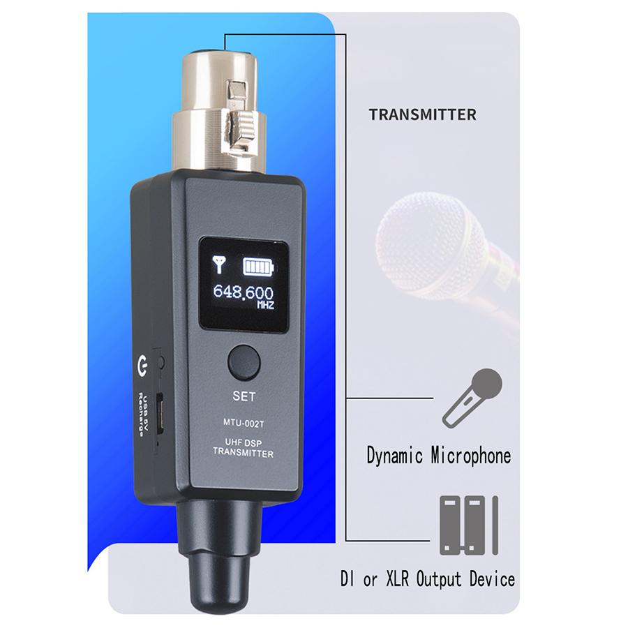 Wireless Microphone Transmitter and Receiver System for Dynamic Microphone