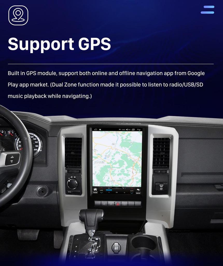Bluetooth CarPlay Smart Navigation Radio for 2009-2012 Dodge RAM