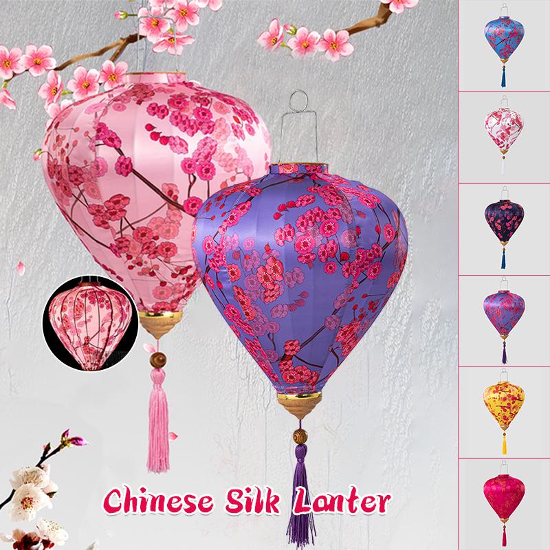 12/14 Inch Chinese Style Traditional Lantern Satin Silk Palace Lantern Vietnam Mid Autumn Festival New Year Party Decor Lanterns
