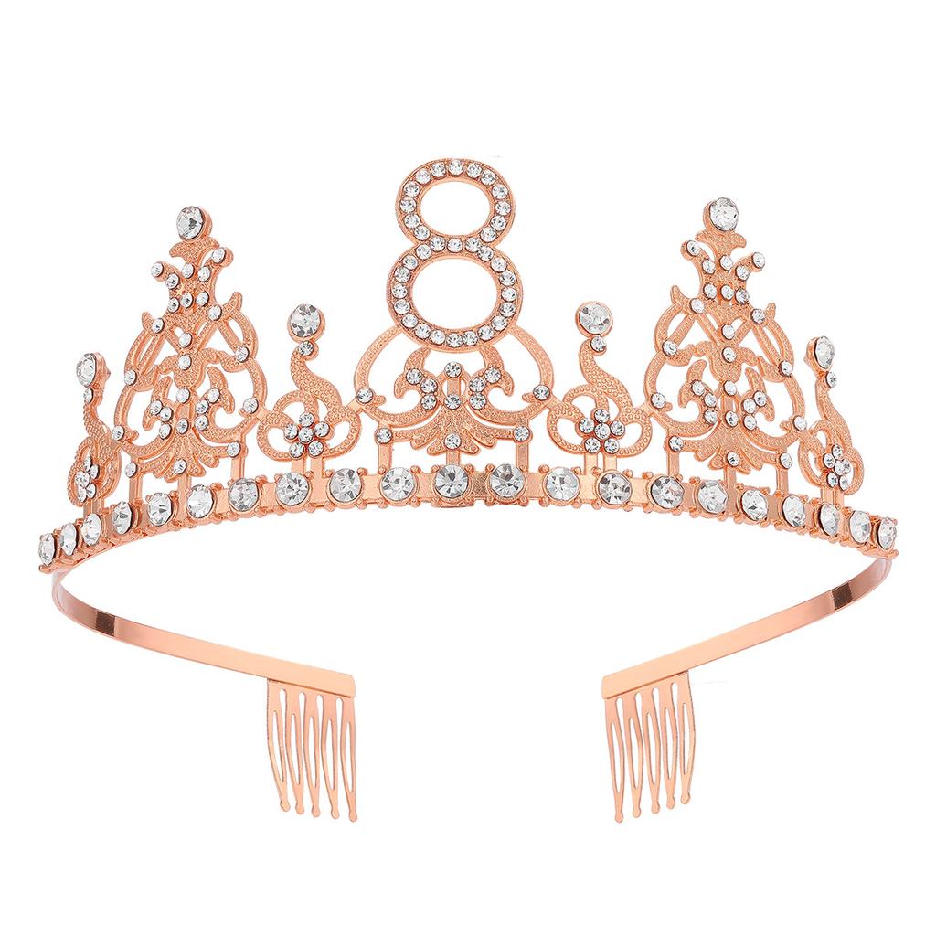 Fashion Alloy Digital Crown With Diamond Tiara 18Th Birthday Party Pearl Alloy Headband