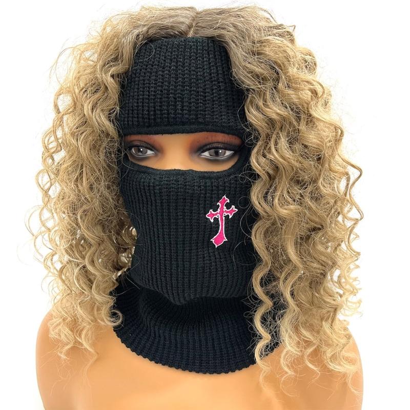 Adult Balaclava Hat Outdoor Windproof Handmade Neck Protect Hat for Women чёрный