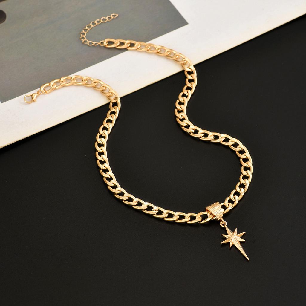 Hip Hop Necklace Accessories Women's Simple Octagram Personality Cuban Thick Chain Niche Clavicle Chain