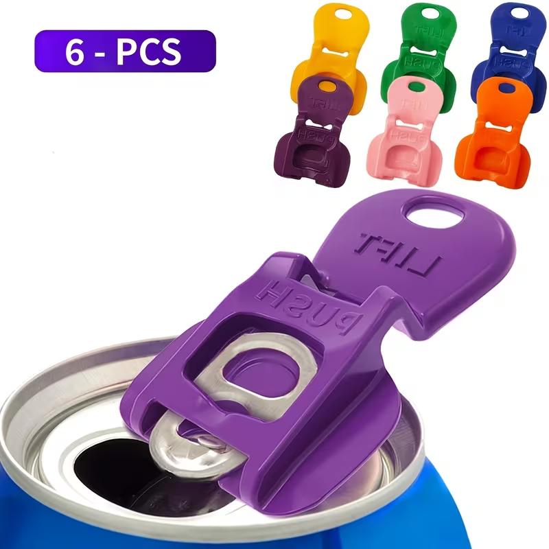 

Colorful Soda Can Opener Set Of 6 Or 12 Easy Lift Design Beverage Cans Reusable Plastic Protect Fingernails Ideal Kitchen Campin