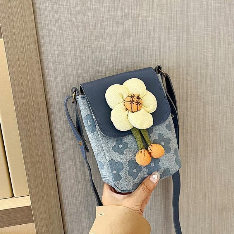 Girl Flower Small Bag Women's Summer New Trendy Casual Messenger Bag Fashion Shoulder Bag Small Square Bag