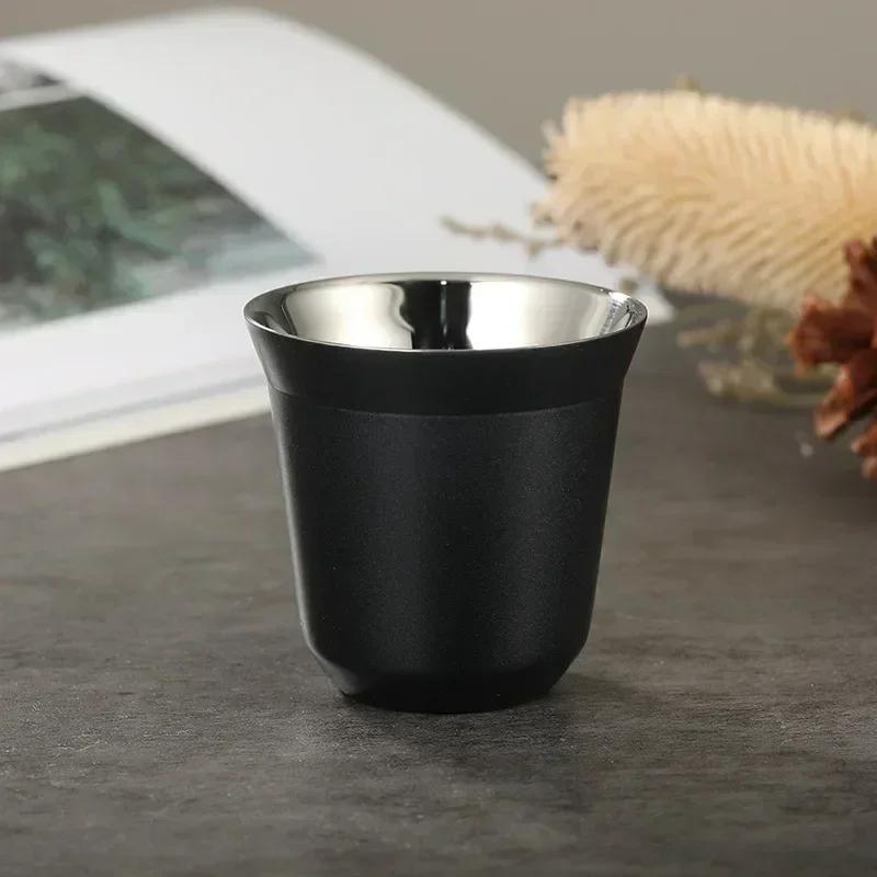 Double Wall Insulated Stainless Steel Espresso Cup Capsule Coffee Mug Metal Drinking Demitasse Cup For Home Indoor or Outdoor