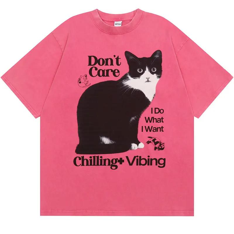 

Oversized Men TShirt Streetwear Cartoon Cat Letter Graphic Print Funny Tshirt Harajuku Cotton TShirt Hip Hop Short Sleeve Tops 4XL