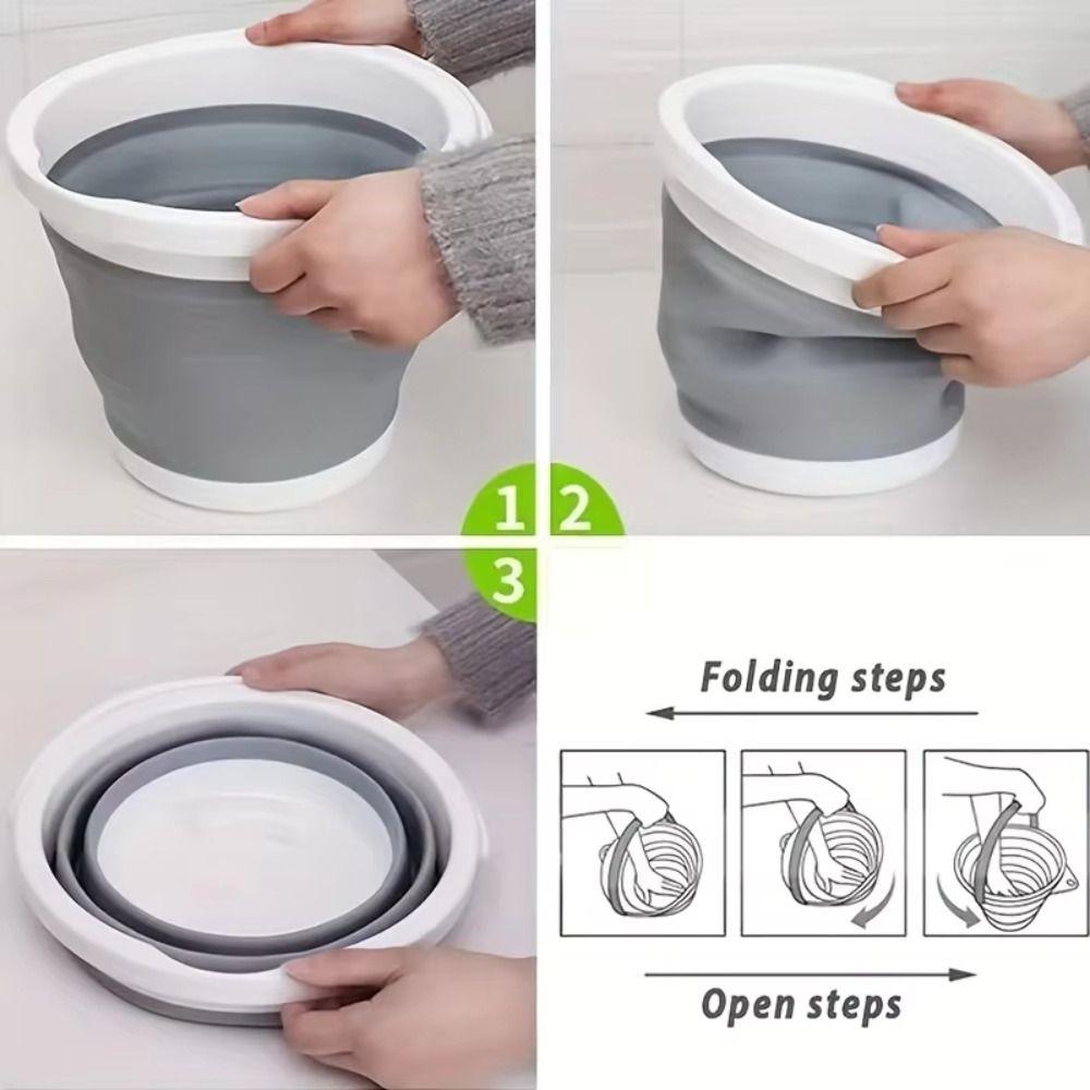 10L Foot Soaking Bucket Thicken Outdoor Fishing Bucket Collapsible Wash Basin  Songkran Festival