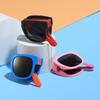 Folding Kids Sunglasses for Boys Girls Vintage Sports Square Children UV400 Outdoor Shades with Case
