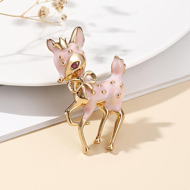 

Unique Elegant Reindeer Brooch Pin - Alloy/Stainless Steel Animal Shaped Enamel & Rhinestone Irregular Design for Suits and Jackets розовый