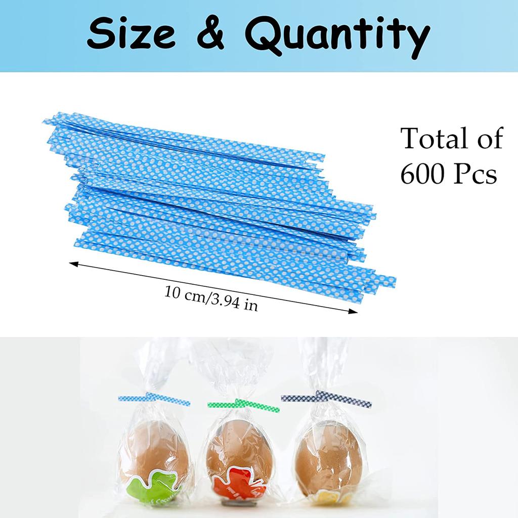 600 PCS Candy Packaging Twist Ties Multicolor Wire Metallic Baking Packaging Cello Bags Ligation Lollipop Dessert Sealing Rope