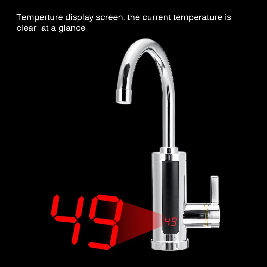 220V 3000W Electric Kitchen Water Heater Tap Instant Hot Water Faucet Heater Cold Heating Faucet Tankless Water Heater with LED