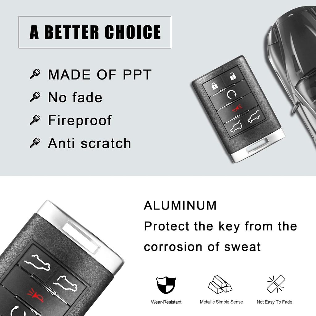 VOFONO 6 Buttons Key Fob Replacement Keyless Entry Remote Compatible with Cadillac Escalade ESV EXT 2007-2014 FCC ID: OUC6000066 850K-6000066