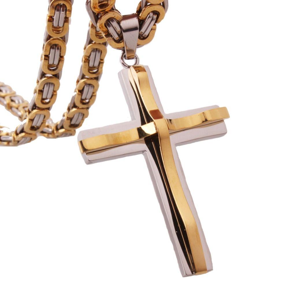Titanium Steel Catholic Jewelry Accessories Retro Crucifix Pendant Chain Cross Necklace  Church