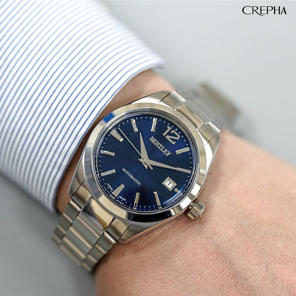 Automatic Watch Analog Mechanical Automatic Winding Waterproof Metal Band Bentley Blue Silver [Clefer] Men's BT-AM392-NVS