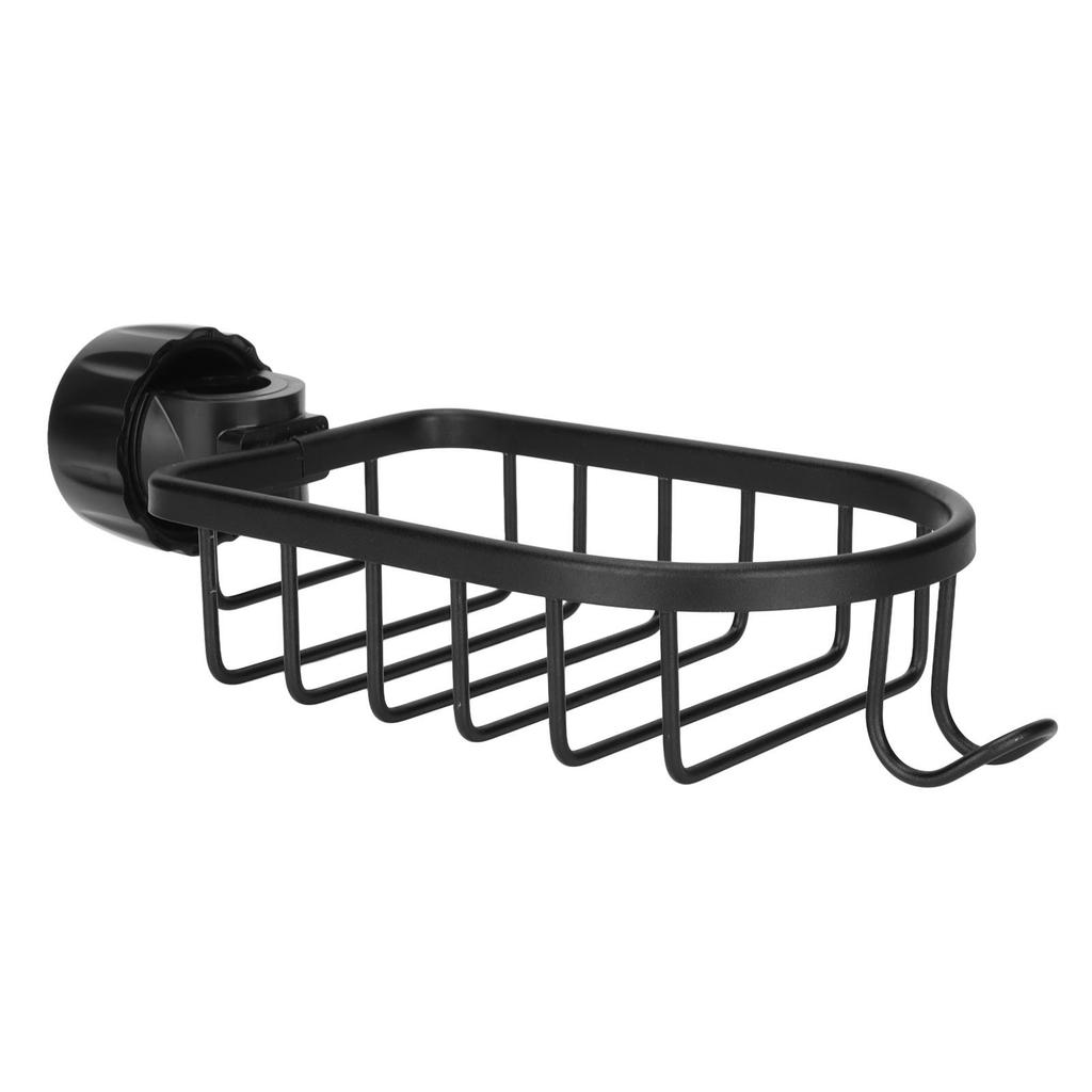 Hanging Faucet Storage Rack Adjustable Sink Dishcloth Sponge Drainer Rack for Kitchen Bathroom Black