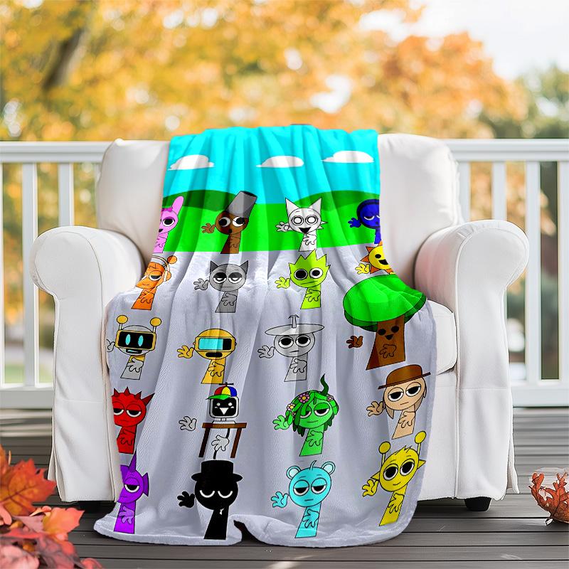 1pc SPRUNKI9 Theme Blanket - Digital Print, Polyester, Cozy for All Seasons, Perfect for Outdoor, Camping, and Travel