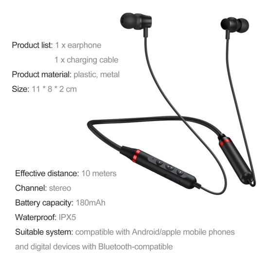 Bluetooth-compatible Earphone Magnetic Handsfree Wireless Neckband Clear Calls Headphone Sport Stereo Headset