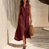 2026 European and American Cross-border Amazon Spring and Summer Sleeveless Skirt High-end Temperament Female Solid Color Pocket Long Dress Dress