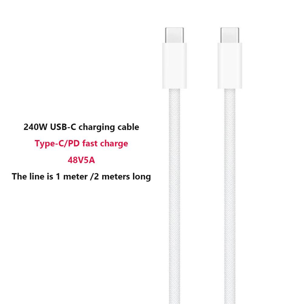 USB C Charging Cable 240W Fast Charging Cable Type C Charge Wire Braided PD Charging Cord For Smart Phones Tablet