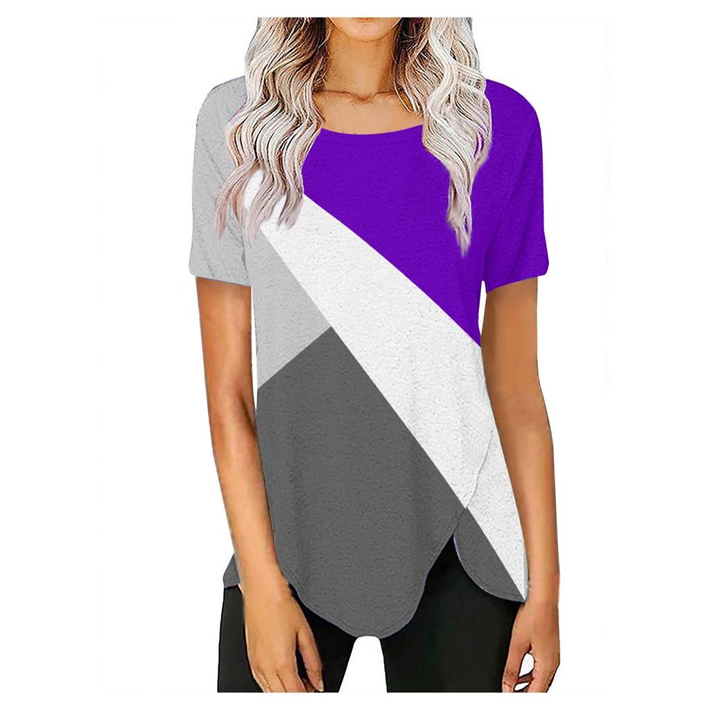 Women's Fashion Casual Temperament Crewneck Loose Printed Short Sleeve T-shirt Top
