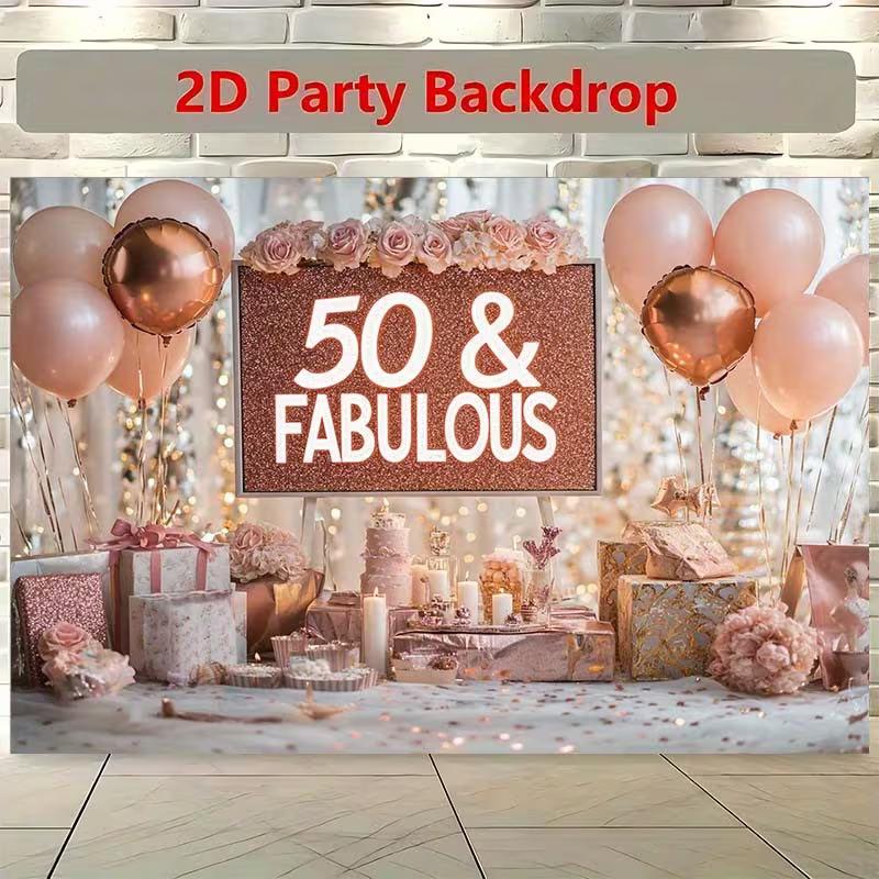 2D Milestone Birthday Banner, Rose Gold Party & Live Background