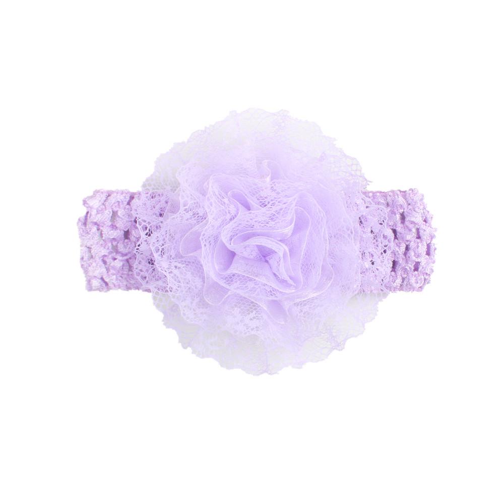 Chiffon Flower & Lace Elastic Baby Headband - 8 Colors