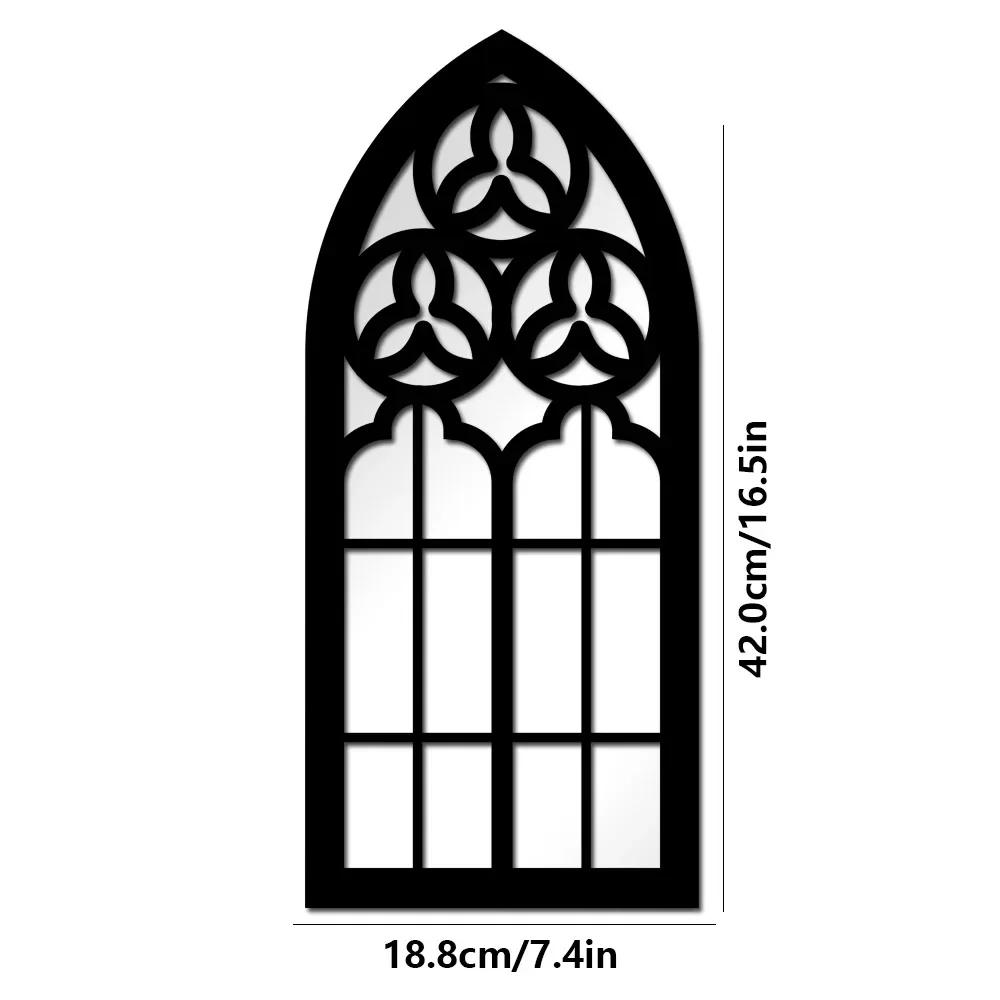 Vintage Cathedral Arch Frame Mirror Decorative Goth Mirror 1/3Pcs Gothic Mirrors Wall Decor Spooky Gothic Arched Wall Mirrors