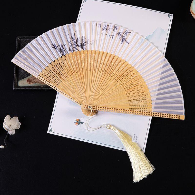 Folding Fan with Narrow Edges In Ancient Style, New Chinese Style Portable Summer Hollow-Out Fan for Women, Suitable for Hanfu and Dance