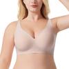 Women's Solid Color Deep V No Wire Full Coverage Bra