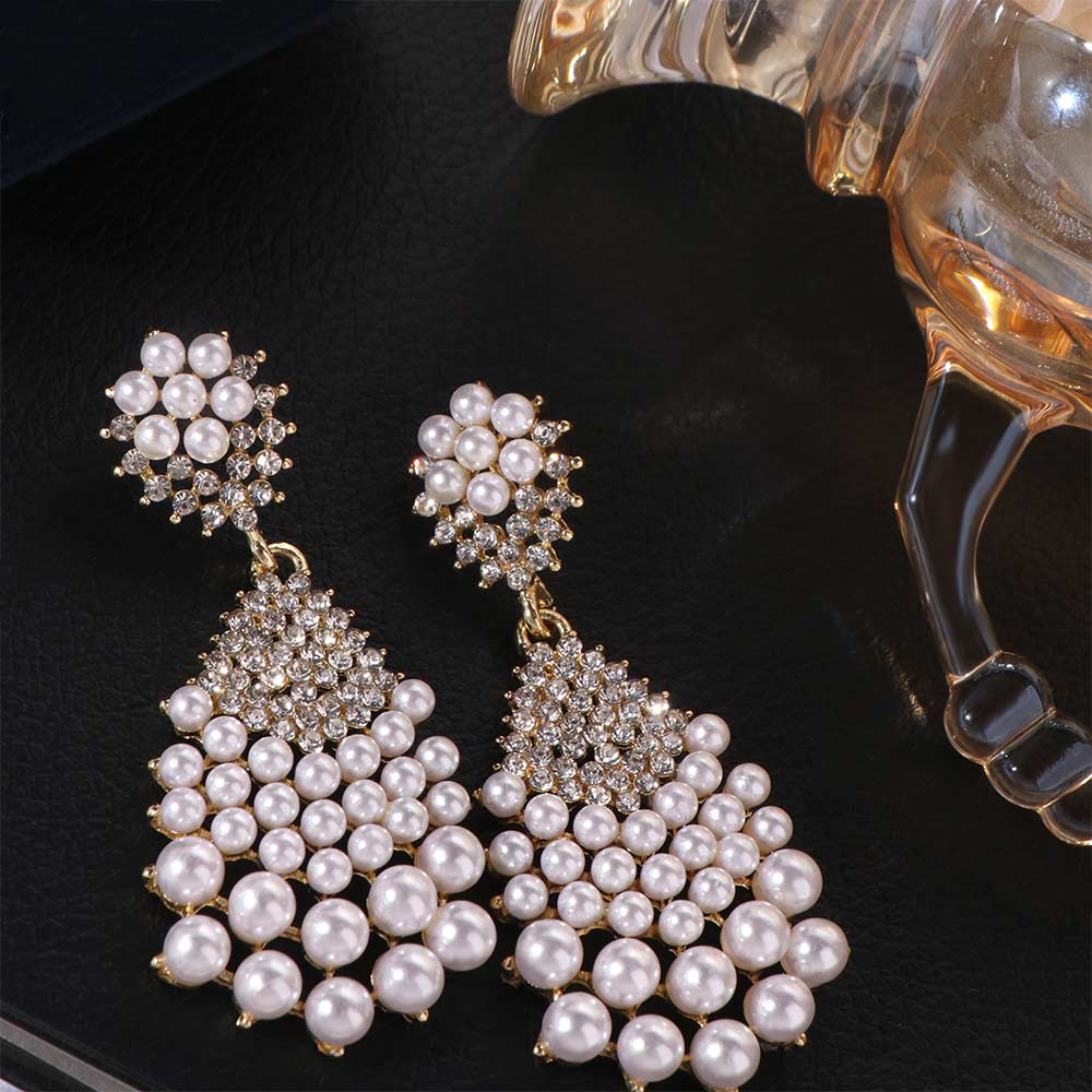 Shining Pearl Rhinestone Earrings Luxury Crystal Jewelry Bridal  Earrings  Banquet