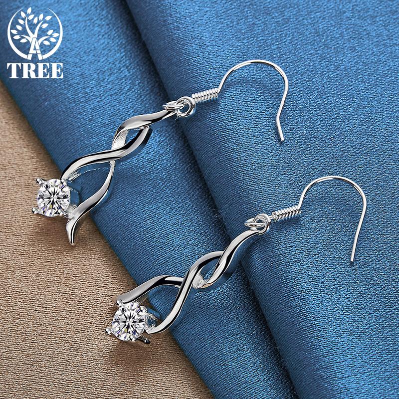 925 Sterling Silber AAA Zirkon Tropfenohrringe Schmuck