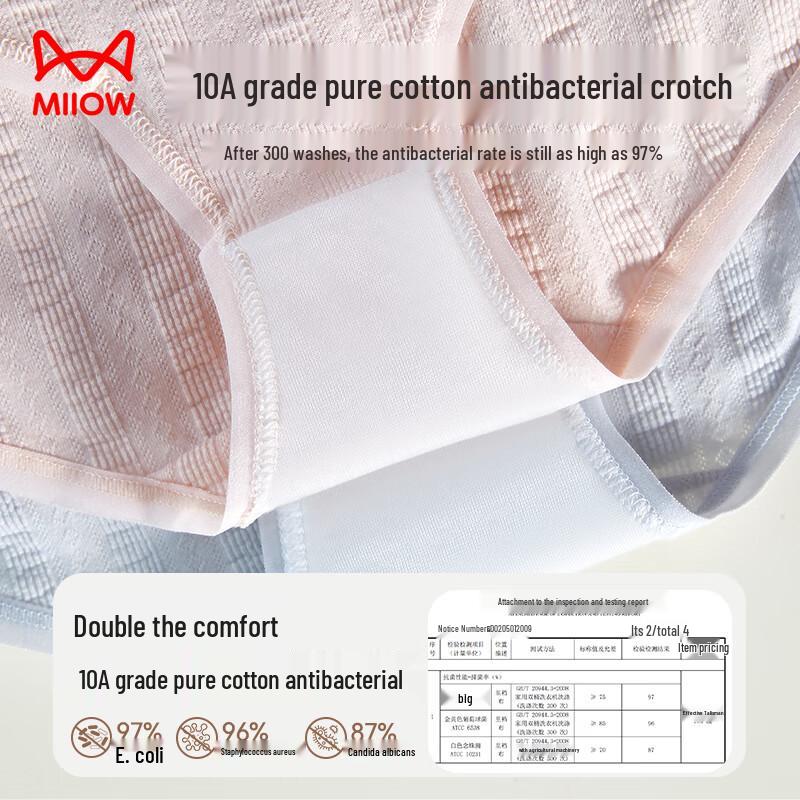 Mao Ren Women's Jacquard High-Waist Antibacterial Cotton Briefs 4-Pack