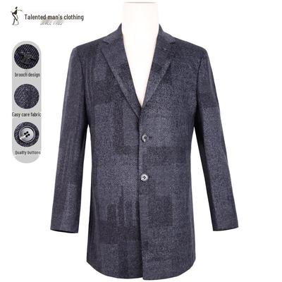 Men's Mid-Length Slim Fit Geometric Overcoat