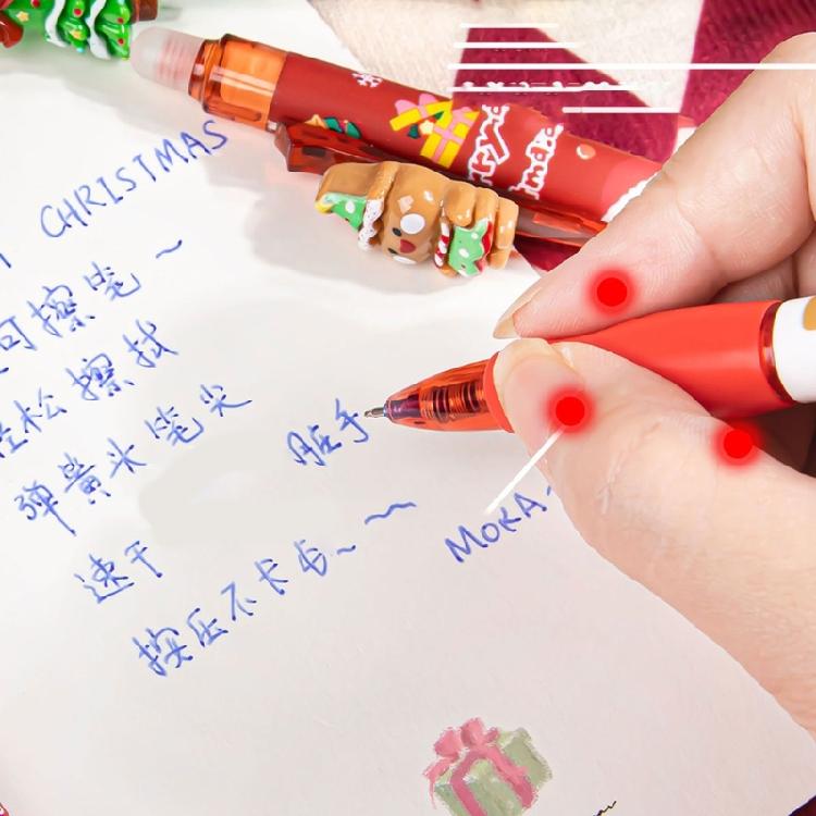 6Pcs Holiday Erasable Gel Pen Retractable Gel Inks Pens Blue Inks 0.5mm Tip for Writing Journaling Stocking Fillers