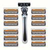 Three Layer Stainless Steel Safety Classic Manual Shaver Skin Protection Includes Shaver Holder Replacement Blade Retro Wet Shaver Blade