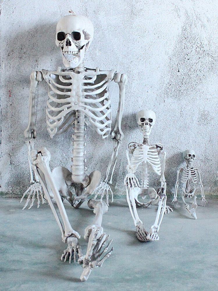 Halloween Horror Skeleton Statue Movable/Posable Joints Decorative Skull Sculpture Full Size for Yard Garden Patio Haunted House