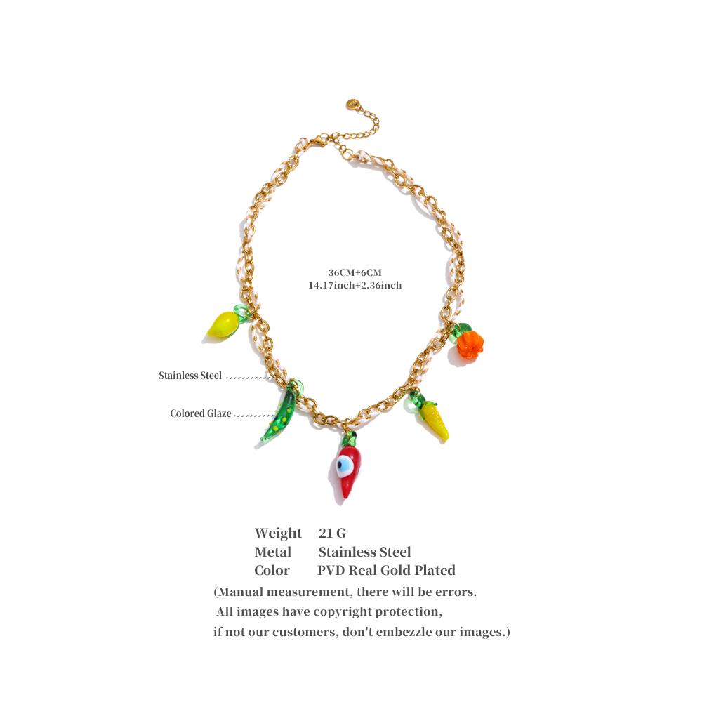 Eetit Popular Rope Braided Pumpkin Lemon Chilli Charm Necklace Pendant Stain Less Metal Creative Exclusive Jewellery Gift