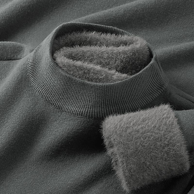 

Men s Modal Wool Half-High Collar Knit Sweater - Long Sleeve, Korean Style, Plus Velvet, Thickened Base Layer for Autumn/Winter 2XL (160-180 jin)