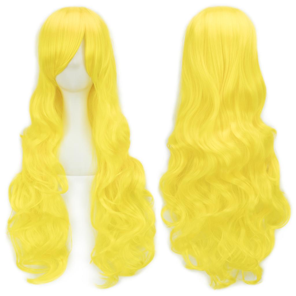 Professionelle 30 Farben 32 Zoll Synthetisches Haar Lange Wellige Damenperücke Schwarz Rosa Rot Perücken Party Haarteile Orange Cosplay Perücke Perücke