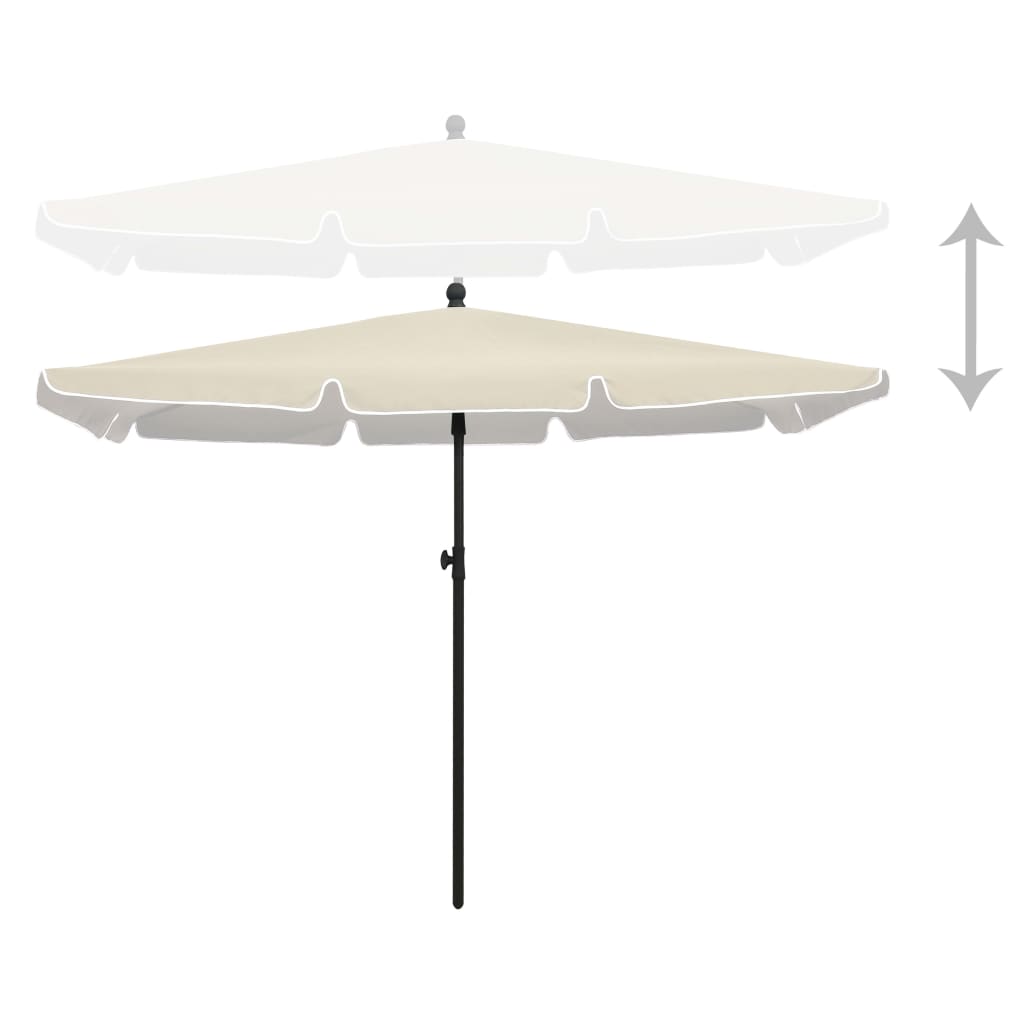 Sun Umbrella with Pole 210 X 140 Cm Sand Colored Cream