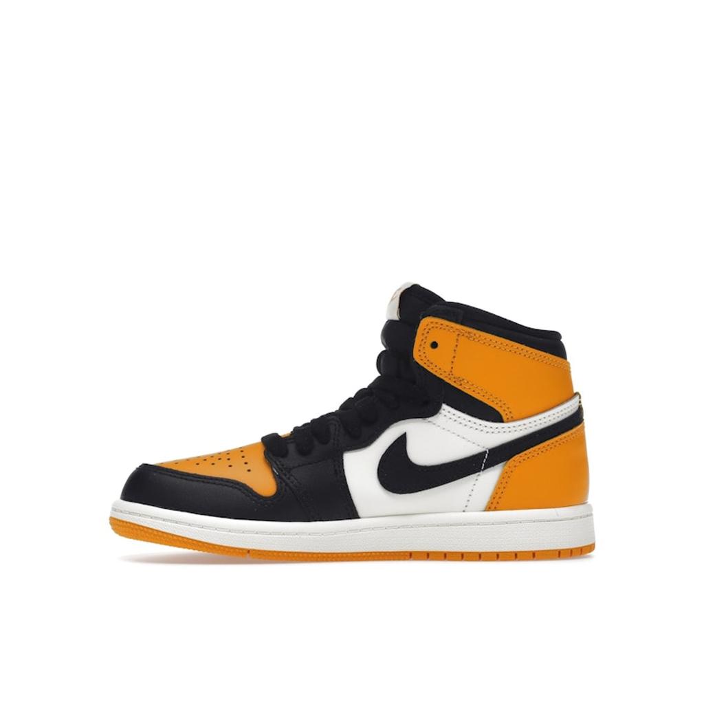Air Jordan 1 Retro High OG PS Yellow Toe Kids Sneakers Taxi Black Sail AQ2664-711