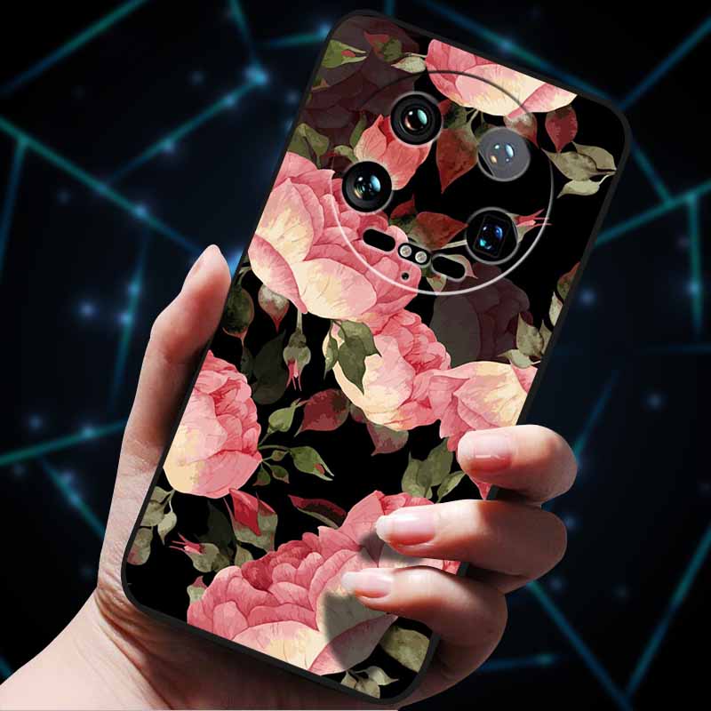Pour Xiaomi 14 Ultra Coque 15Ultra 13Ultra Pare-chocs Souple en Silicone Fleurs 3D Gaufrées Coques de Téléphone pour Xiaomi 15 Ultra Coque Arrière Funda