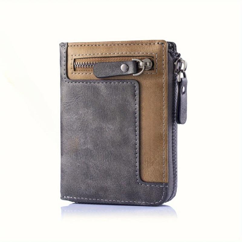 Aliwood Hoge Kwaliteit Herenportemonnee Nubuck Leer Blokkerend Multi Luxe Designer Geldclip Kaarthouder Sleuf 3-voudig Portemonnee grijze kleur